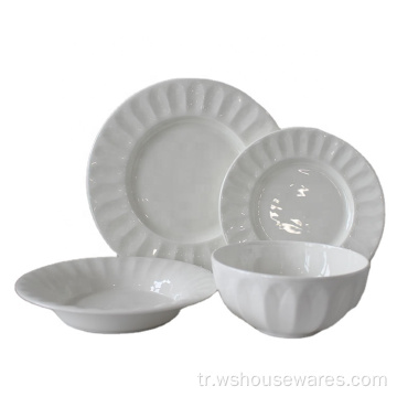 12 adet beyaz porselen akşam yemeği setleri beyaz seramik tabaklar